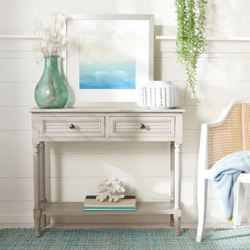 SAFAVIEH Tinnie 2-Drawer Console Table - 36 W x 13 L x 29.5 H - 36Wx13Dx30H