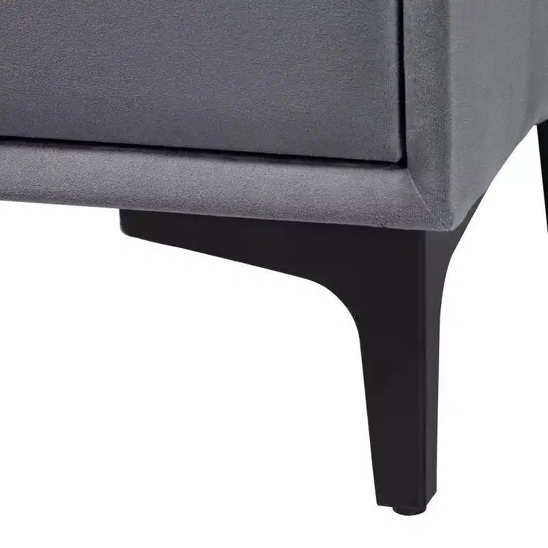 Baxton Studio Etienne Velvet 2 Drawer Nightstand Slate Gray/Black