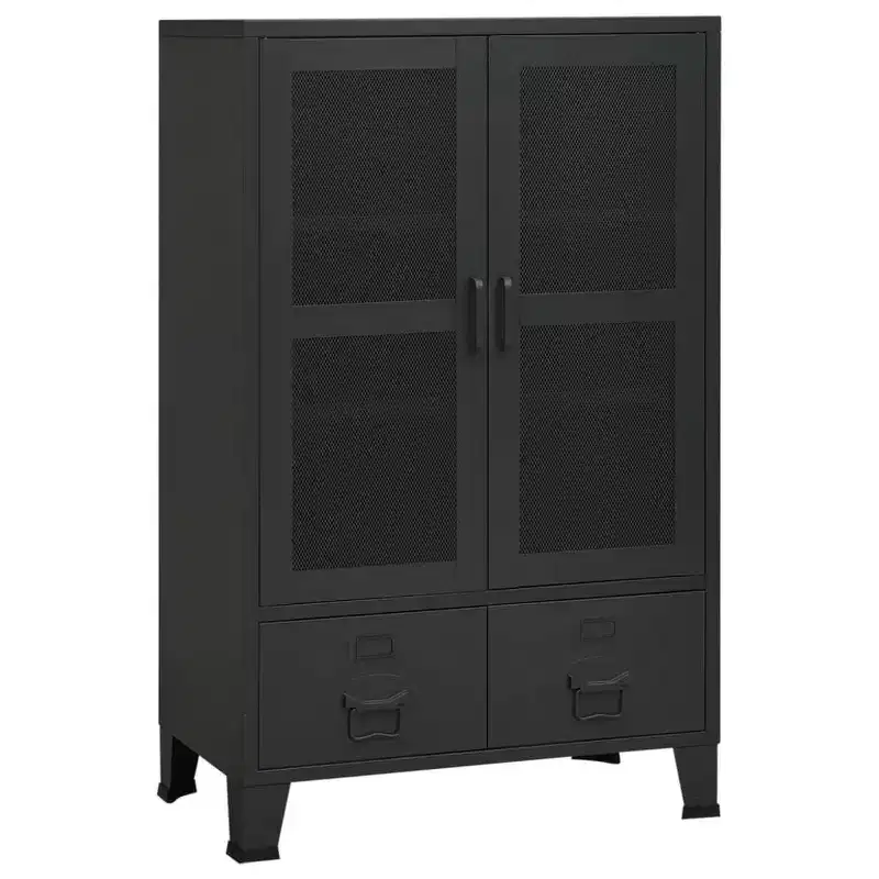 vidaXL Storage Cabinet Office Cabinet with Mesh Doors for Living Room Metal