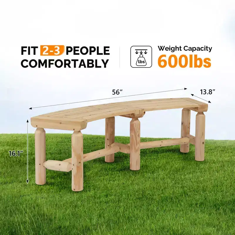 Karl Home | 56 In. 2-Person Fir Curved Outdoor Bench