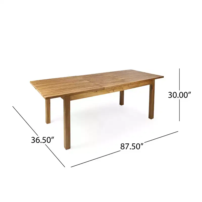 Christopher Knight Home Kasper Modern 7 Piece Patio Acacia Dining Set with Expandable Rectangular Slatted Table