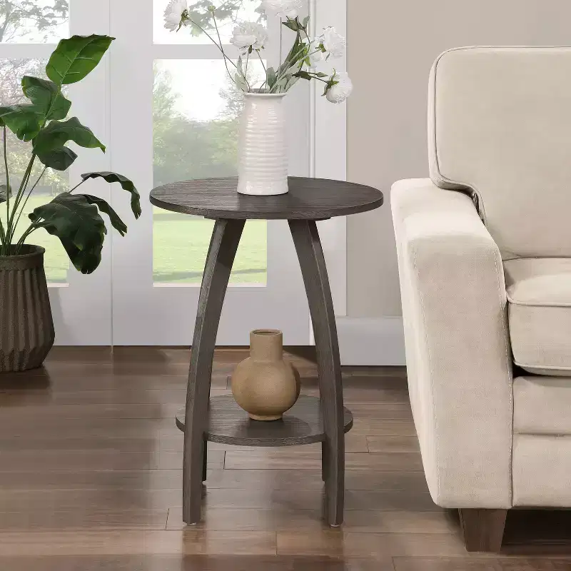 Belmont End Table with Shelf Scandinavian-Inspired Mid-Century Modern Two-Tier Storage Accent Furniture for Living Room