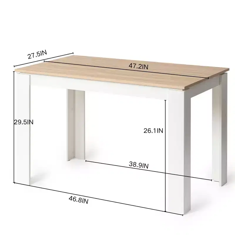 Dining Table Rectangular for 2-4 People, Kitchen & Dining Room Table with Wood Frame, for Small Spaces, Apartment, Home Office, Oak
