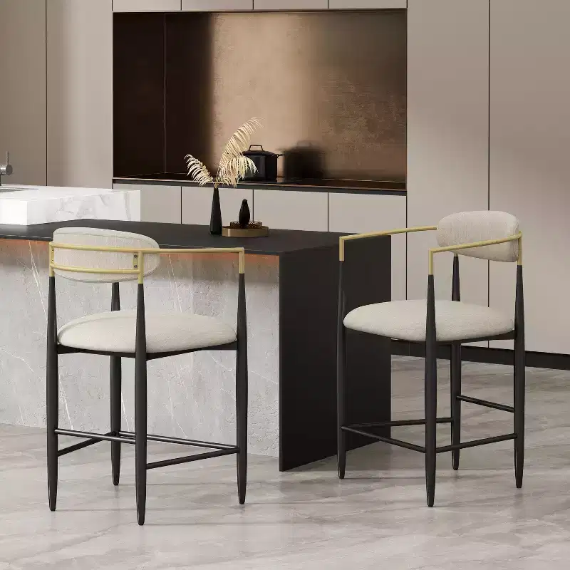 Christopher Knight Home Set of 2 25" Elmore Counter Height Barstools Beige/Black/Gold