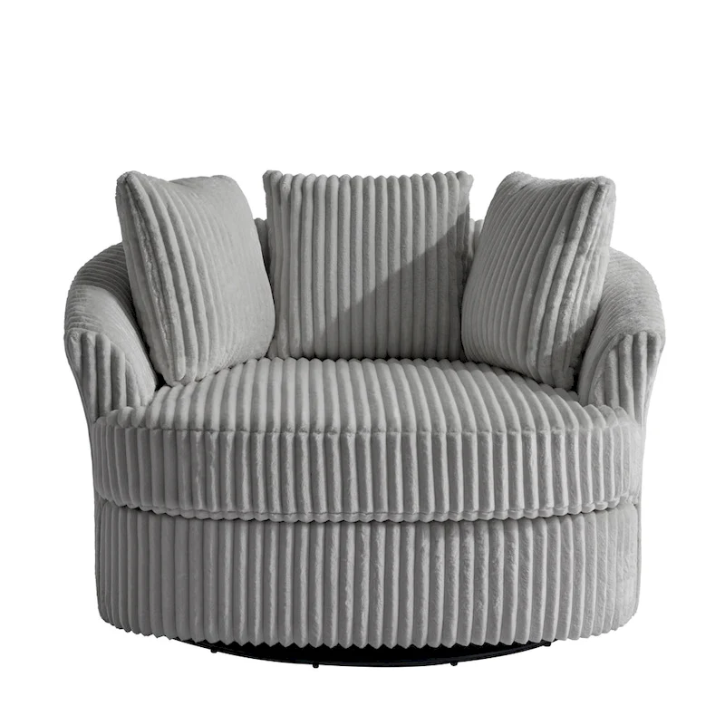DREAMSIDEA 2 Set Recessed Arm Slipcovered Swivel Barrel Chair
