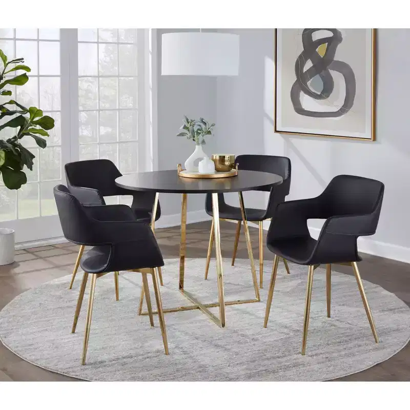 MDF Dining Table - Gold/Black