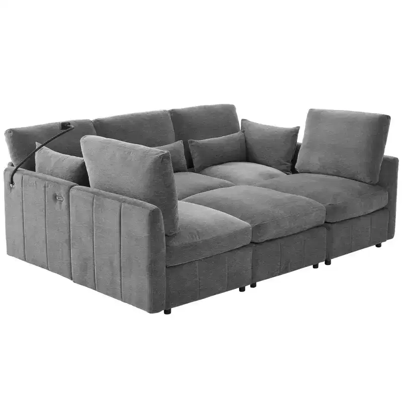 Merax Multifunctional Modular Sectional Sofa with Movable Ottoman