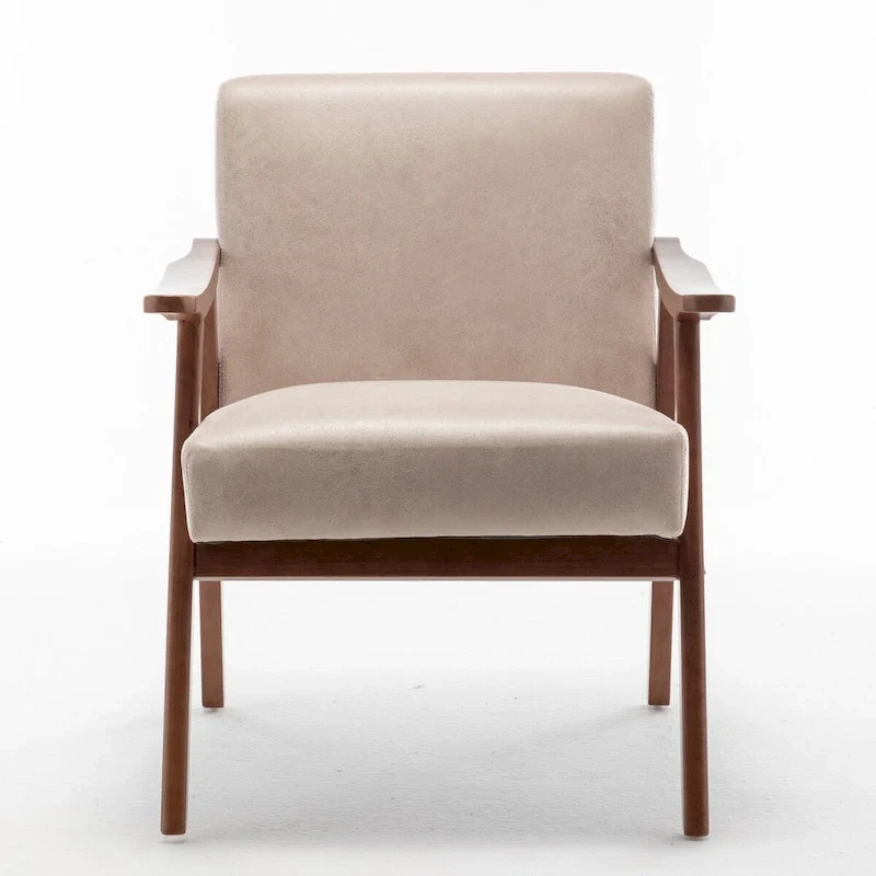 Mid-Century Modern Accent Chair with Solid Wood Frame, Set of 1