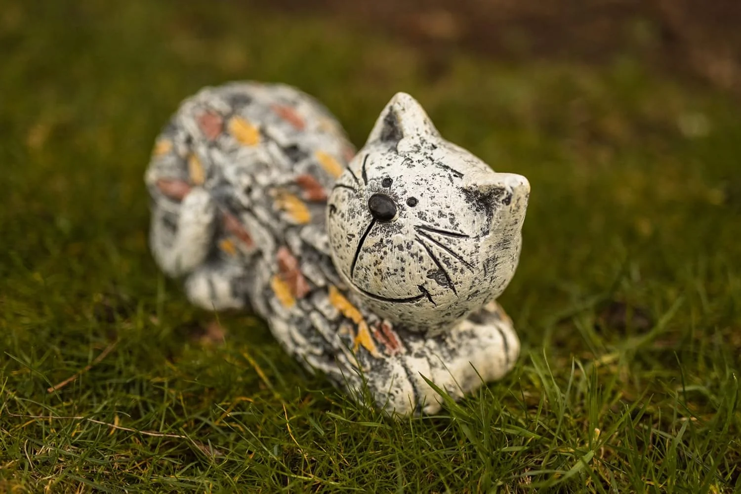 Stone Effect Cat Garden Statue Weatherproof Resin Ornament 29cm