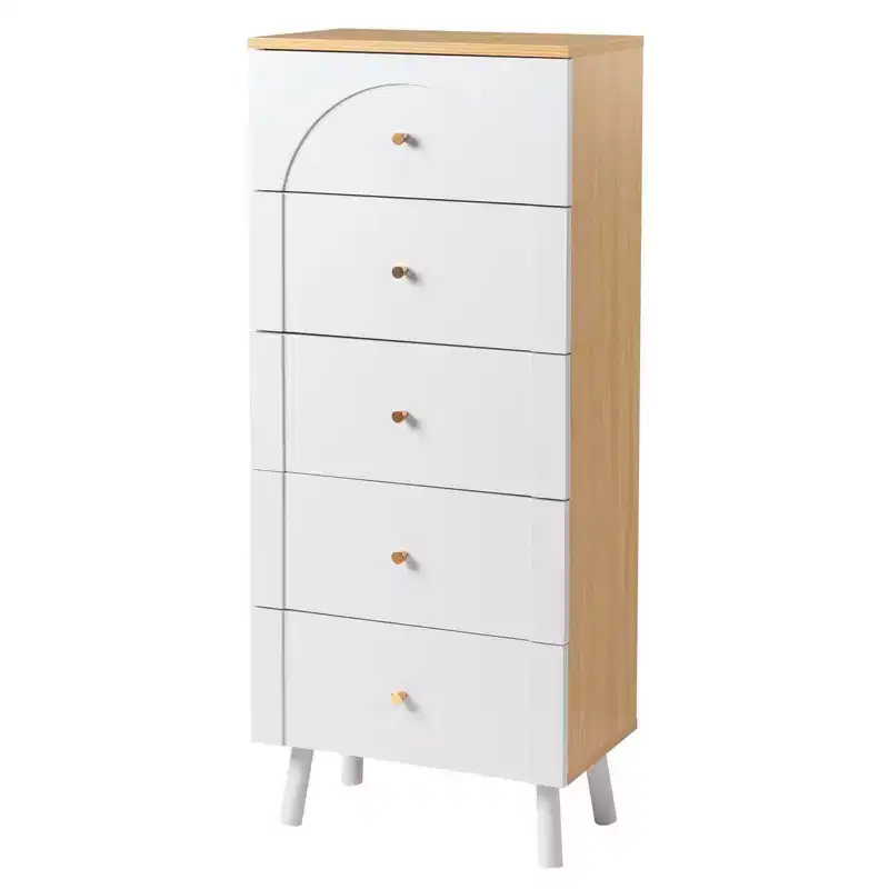 Karl Home 5-Drawer White MDF (Medium-Density Fiberboard) 19.69in. W Chest of Drawer
