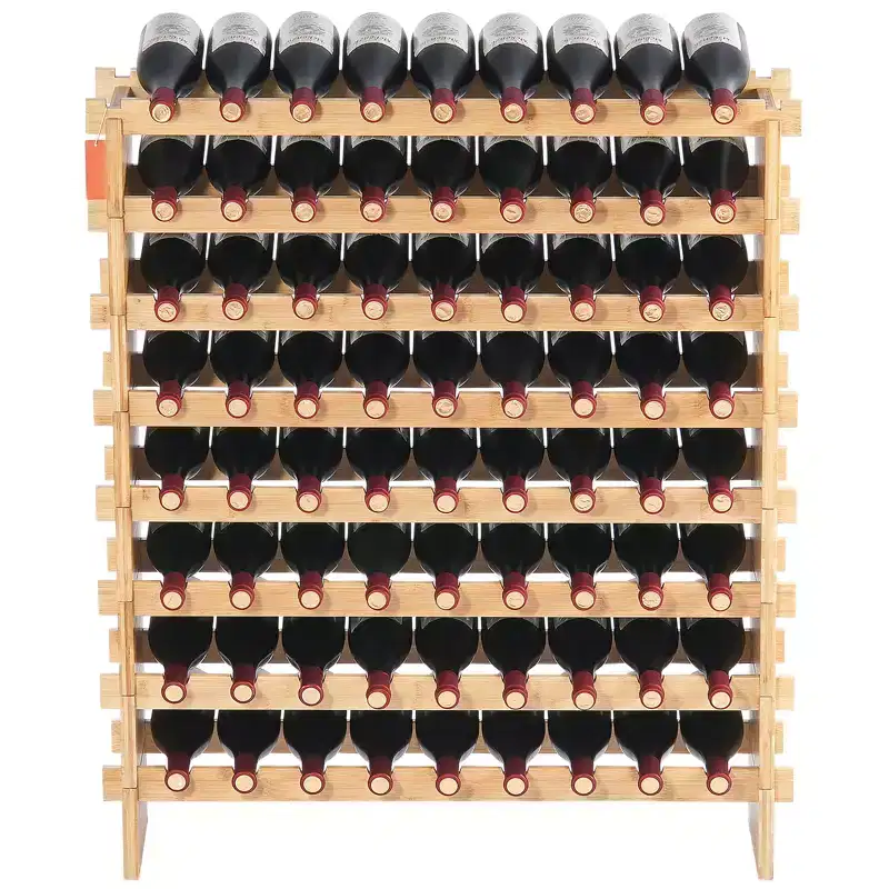 Bamboo 8-Tier Modular Wine Rack, 72-Bottle, 40.7