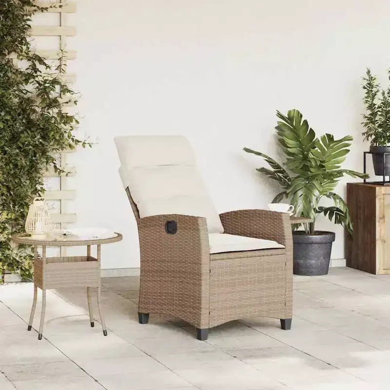 vidaXL Reclining Garden Chair PE rattan, powder-coated steel Medium