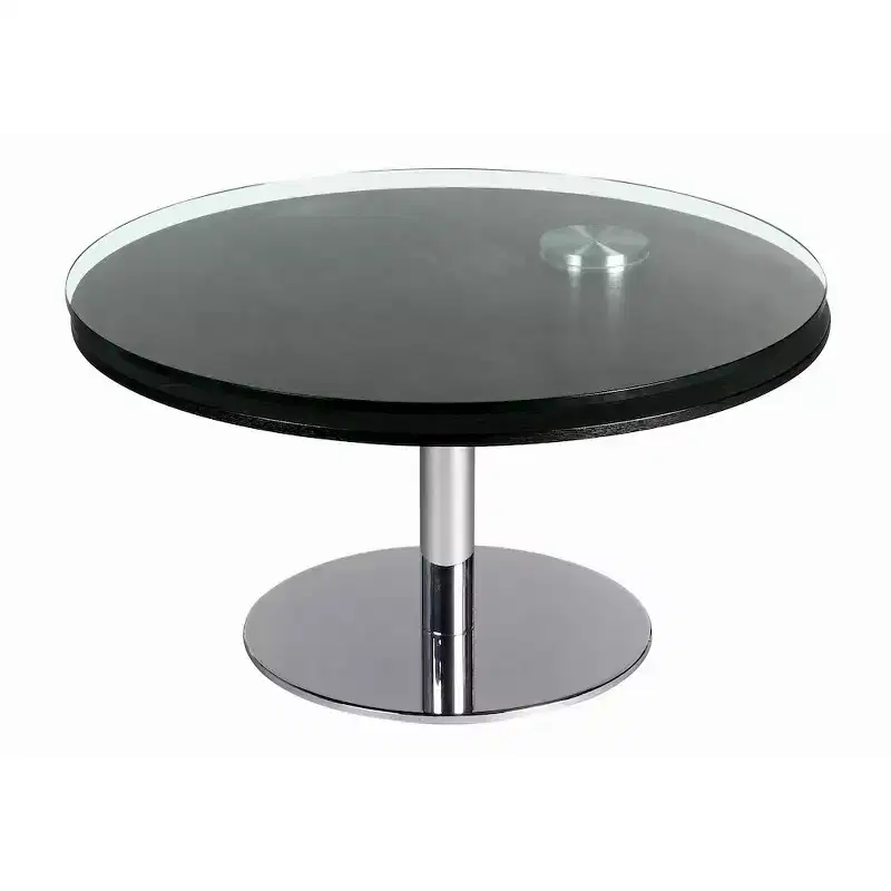 Chintaly Imports,Contemporary Dual Round Top Motion Cocktail Table Glass & Solid Wood Top