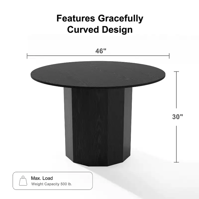 PexFix 46 Round Solid Wood Dining Table Kitchen Tables