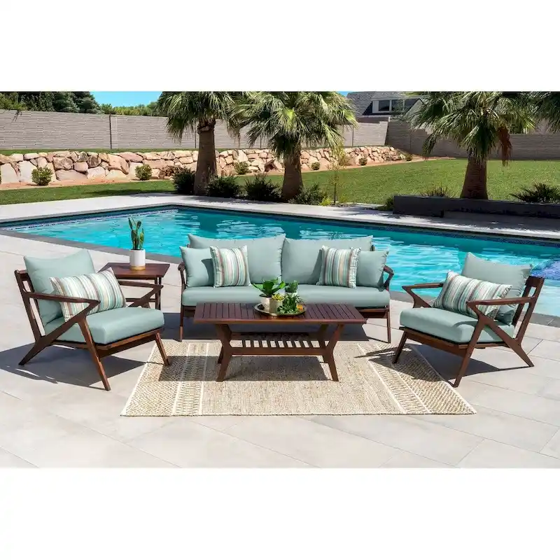 Vaughn 5 Piece Sunsharp Outdoor Patio Seating Set - Bliss Blue