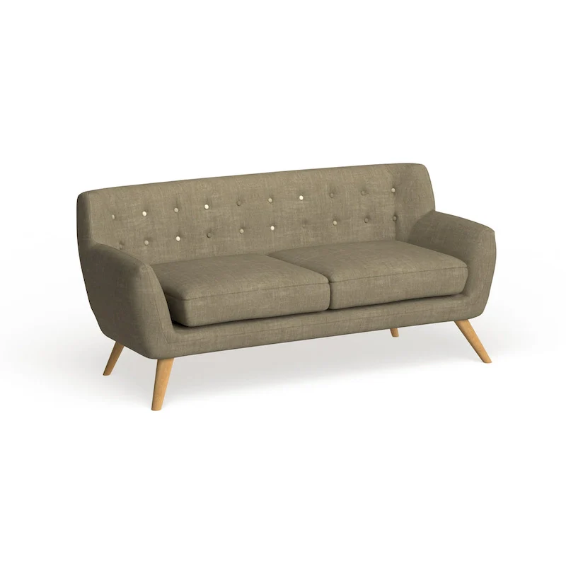 Button-Tufted Mid-Century Sofa, 2-Seat, Multiple Colors