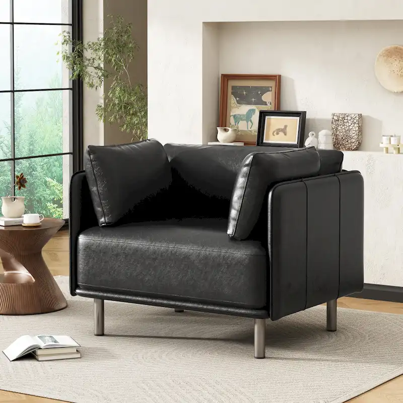 Daphne Faux Leather Lounge Chair by Christopher Knight Home