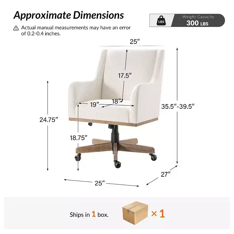Merry Office Chair with Adjustable Height and Curved Armrests|HULALA HOME