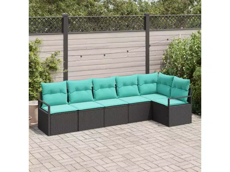 vidaXL Garden Sofa Set 6 pcs Brown Poly rattan