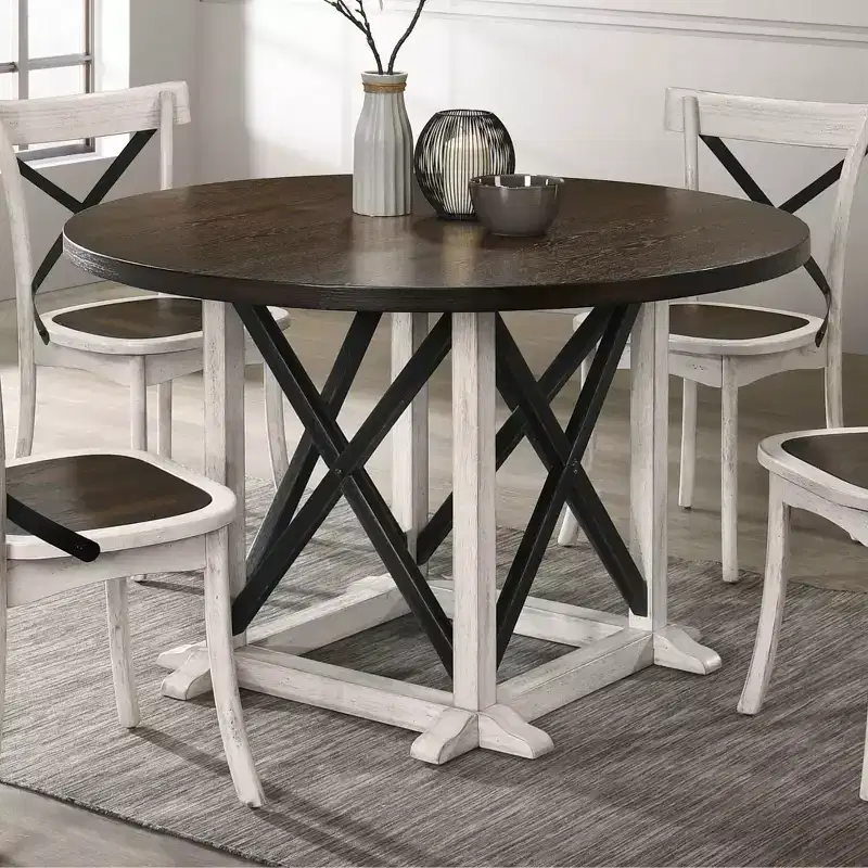 47 Piker Round Wood Dining Table Dark Walnut/Antique White - HOMES: Inside + Out