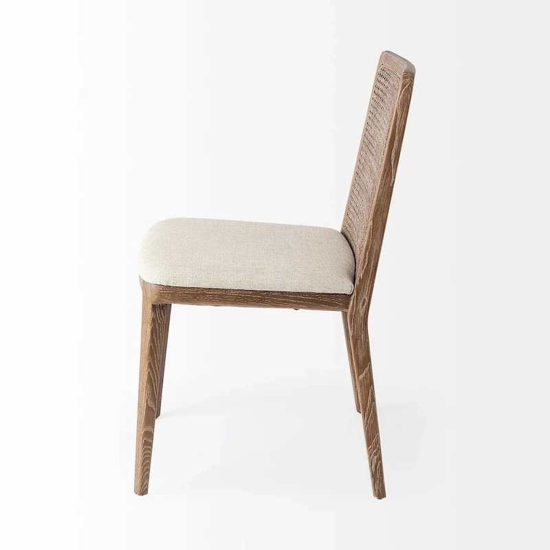 Clara Light Brown Wood Cream Seat Armless Dining Chair