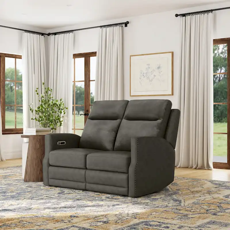 Maxwellton Cedar Power Reclining Loveseat with Power Headrests and Lumbar by Flexsteel - 56 x 42 x 39