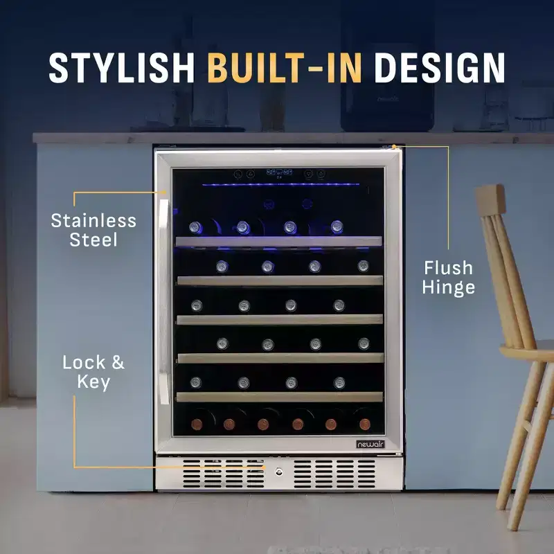 Newair 52-Bottle 24 Stainless Steel Built-In Wine Fridge