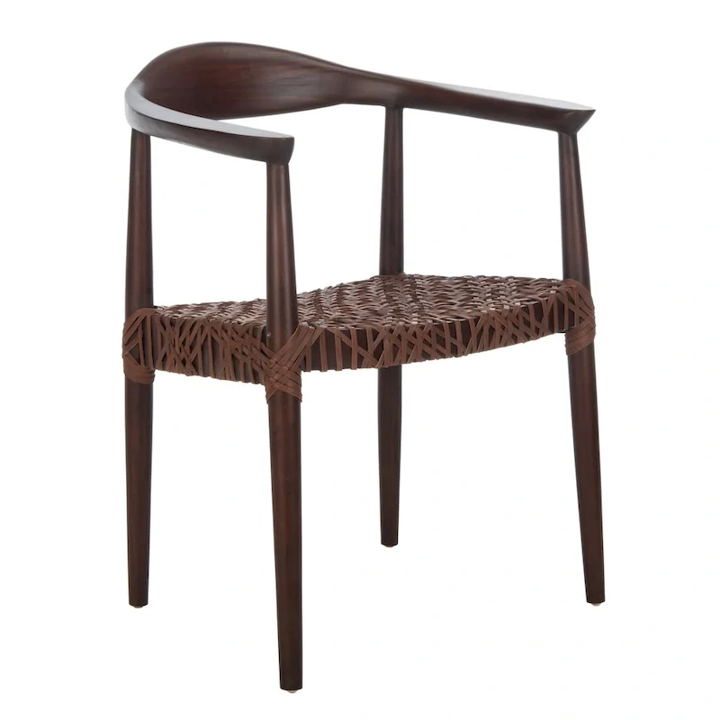 SAFAVIEH Therese Leather Woven Accent Chair - 25 W x 20.9 L x 30.9 H - 25Wx21Dx31H
