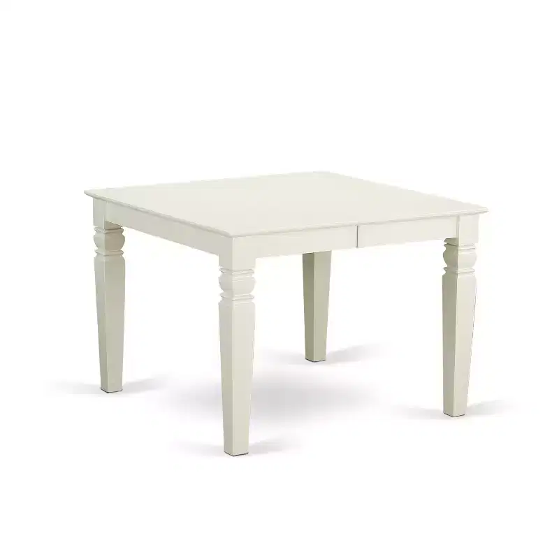 HomeStock Belmont 7Pc Dinette Set Includes a Rectangular Kitchen Table , Butterfly Leaf , Six Vertical Slatted Linen Seat Dining Chairs, White Finish