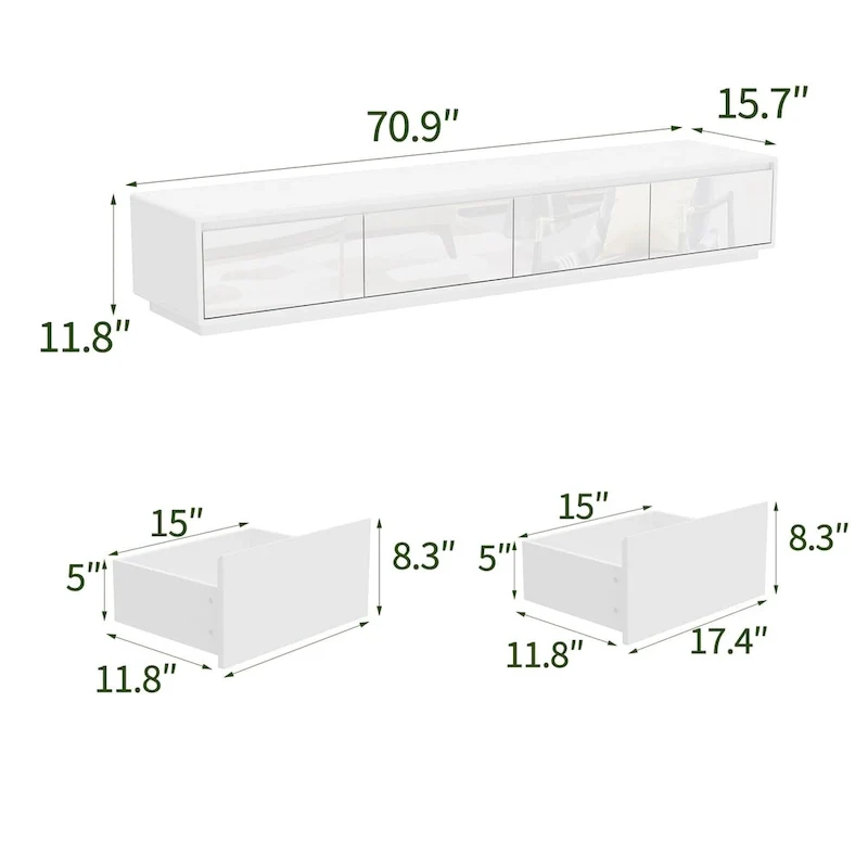 Illuminated White High Gloss Television Entertainment Center Console