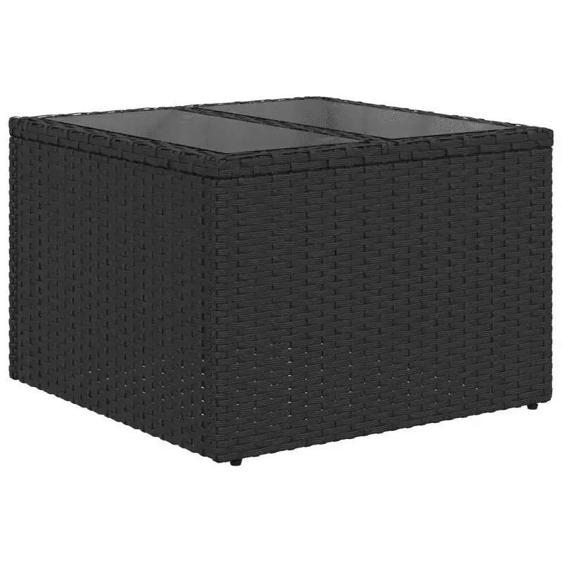 vidaXL Garden Sofa Set Black PE rattan, powder-coated steel, tempered glass