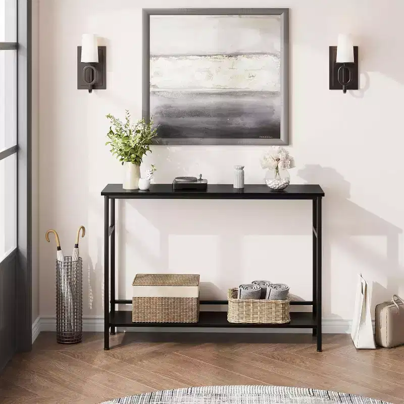 Console table with storage, entryway table, 39.3 inch country style table with adjustable shelves for entryway, living room, hallway, bedroom