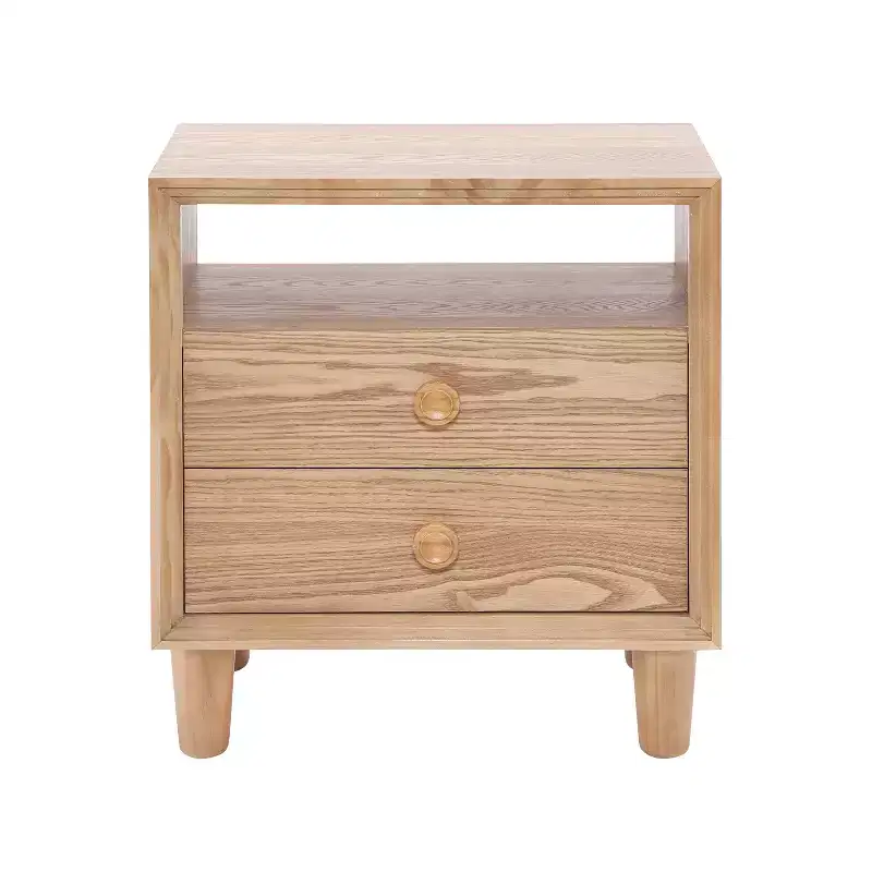Ramona Modern Nightstand with 2 Drawers and Open Shelf