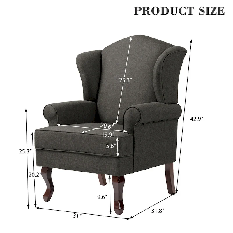 Mid-Century Modern Upholstered Wingback Accent Chair