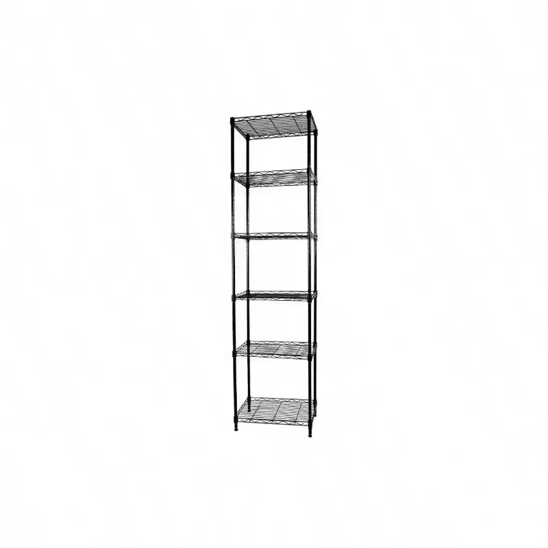 6 - Tier Wire Shelving Adjustable Metal Storage Rack for Laundry Bathroom Kitchen Pantry Closet Black 16.6Lx 11.4Wx 64.6H