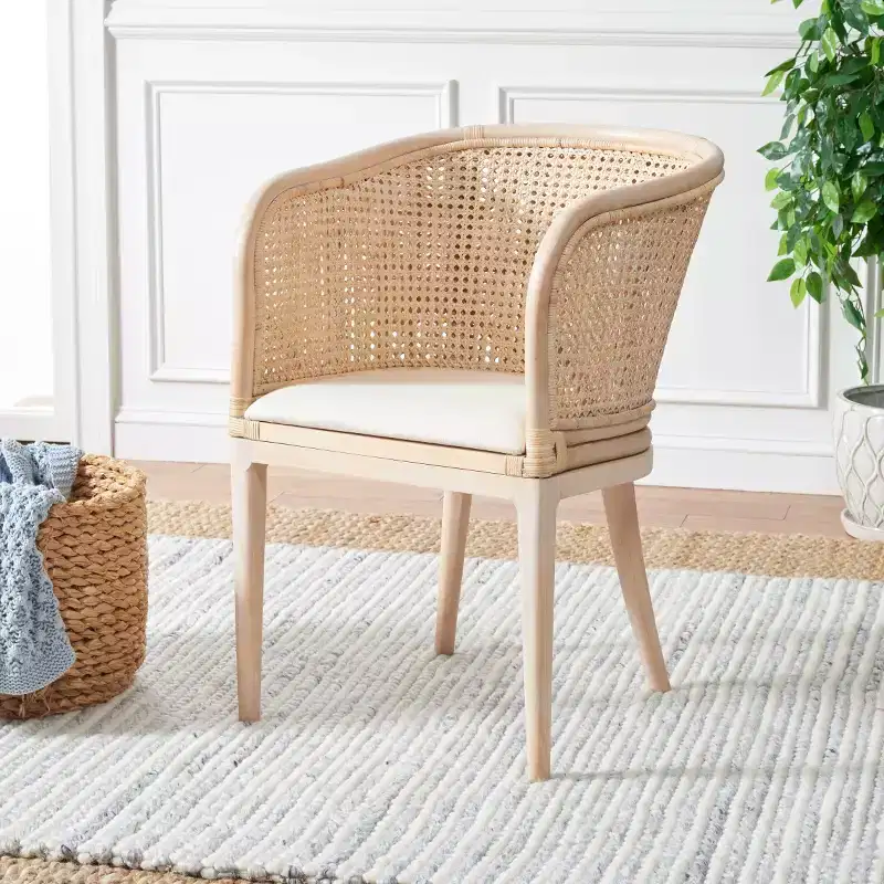 Sistine Arm Chair WithCushion - SEA4020A - Natural/White Washed - Safavieh