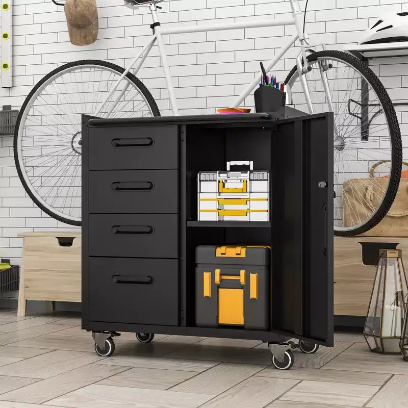 Metal Tool Storage Cabinet with Wheels, Tool Storage Cabinet for Garage, Home Organizer Solutions
