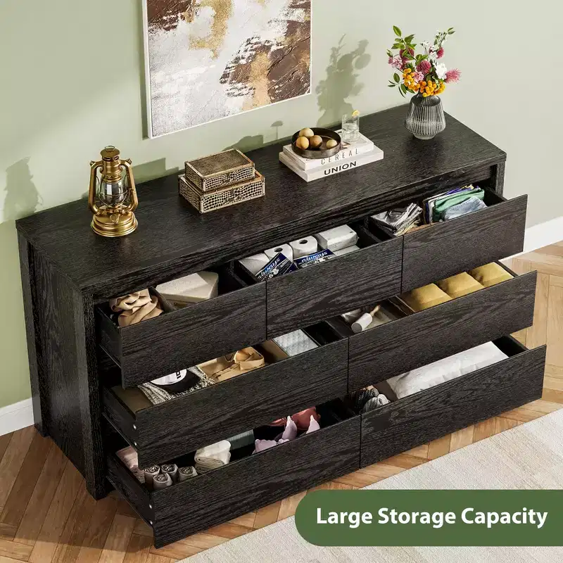Wide Modern 7-Drawer Dresser for Bedroom, Large Wooden Chest of Drawers with Storage Organizer for Living Room, Hallway & Entryway