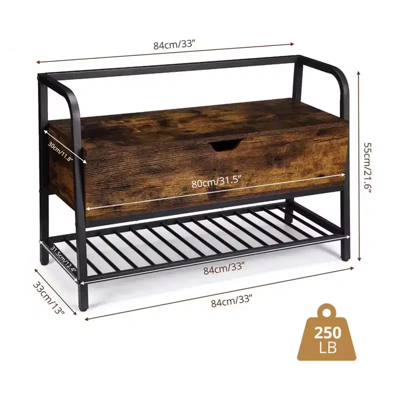 Acekool 47 White Shoe Bench with Sliding Doors & Cushion, Farmhouse Entryway Storage Bench with Hidden Compartment and Adjustable Shelves