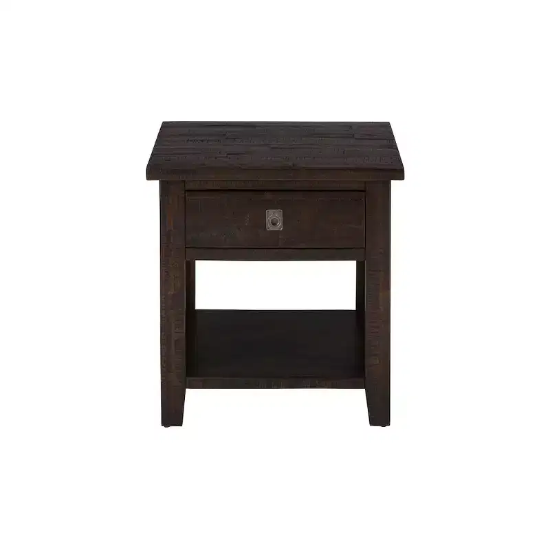 Distressed Rustic Solid Acacia Square End Table, Brown
