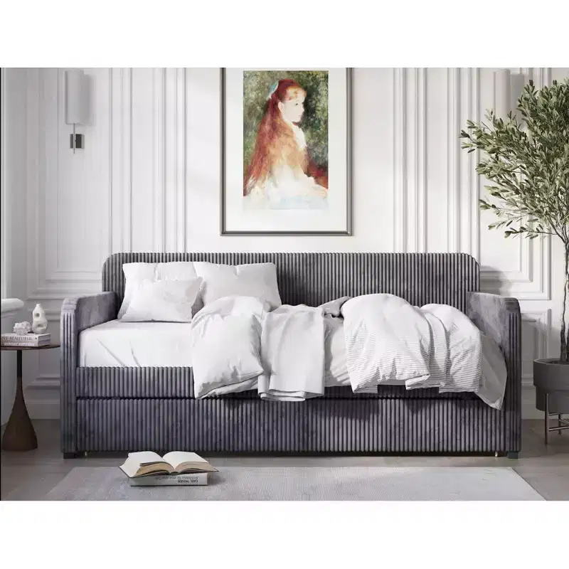 Home Design Melissa Twin Upholstered Daybed with Trundle