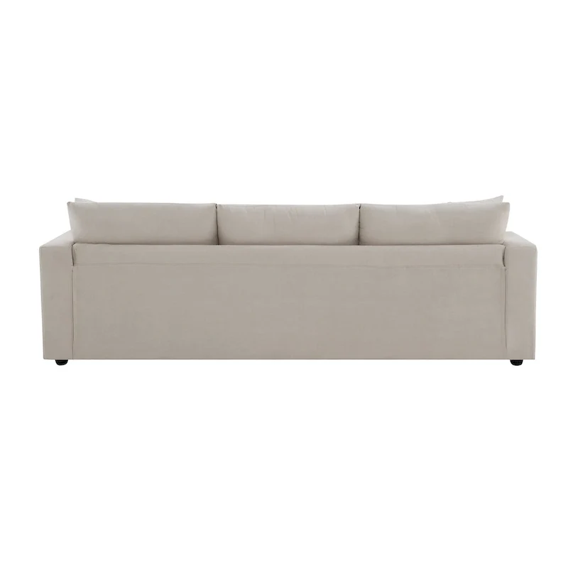 L-shaped Polyester Fabric Couch Set with 2 Free Pillows and Convertible Ottoman