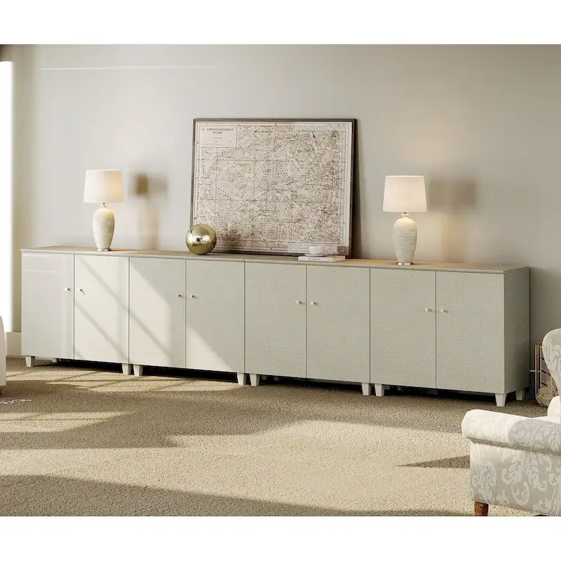 WAMPAT Modern TV Stand, Tall Entertainment Center with Doors
