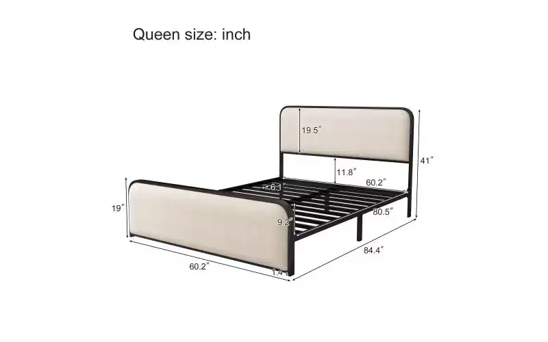 Platform Bed Frame with Upholstered Headboard and Footboard