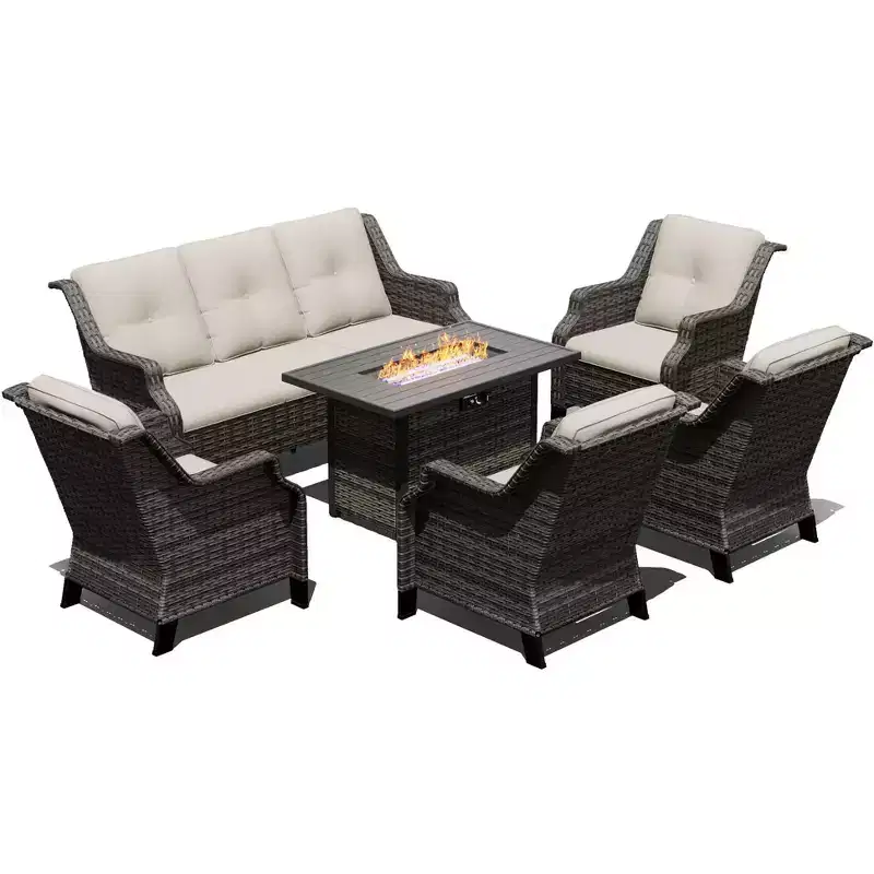 UPTIOT Premium Outdoor Modular Seating Set with Fire Pit