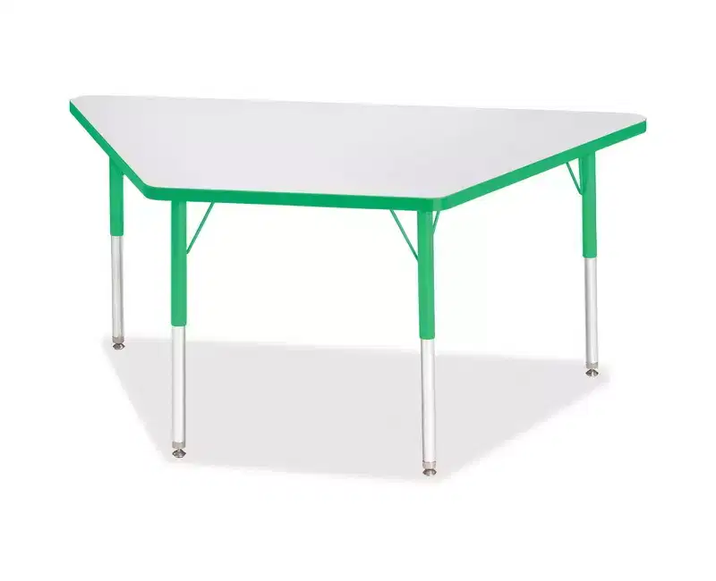 Jonti-Craft Berries Adult-Size Gray Laminate Trapezoid Table 30 x 60 in Green