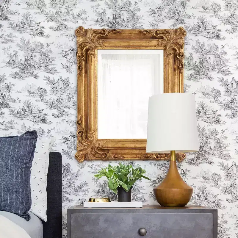 Howard Elliott 23"x20" Wood Frame Edwin Decorative Wall Mirror Gold: Beveled Glass, Antique Style, Vertical/Horizontal Mount