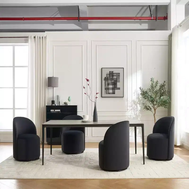 360° Swivel Velvet Dining Chairs with Thick Cushions, Upholstered Barrel Chair