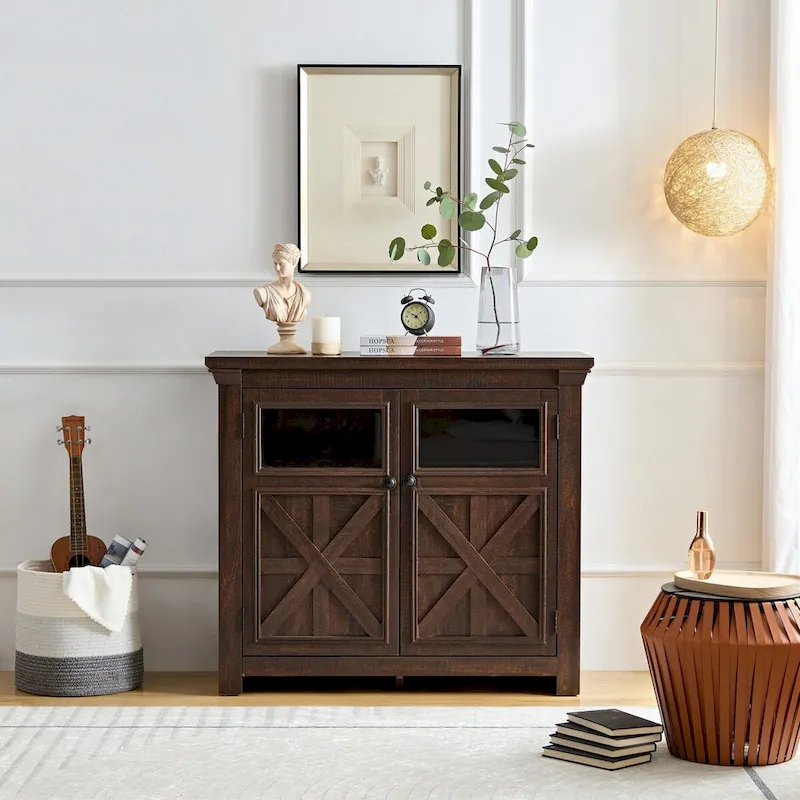 38 Farmhouse 2 Doors Cabinet Large Buffet Sideboard Cabinet - N/A