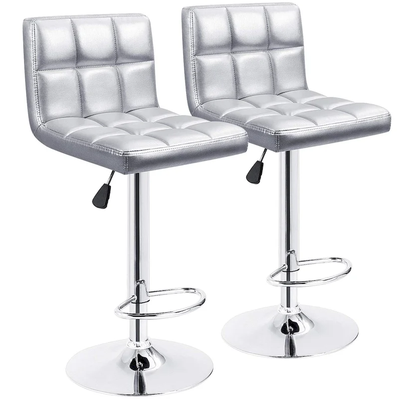 Adjustable Swivel Bar Stools Set of 2, PU Leather Armless Counter Height Chairs